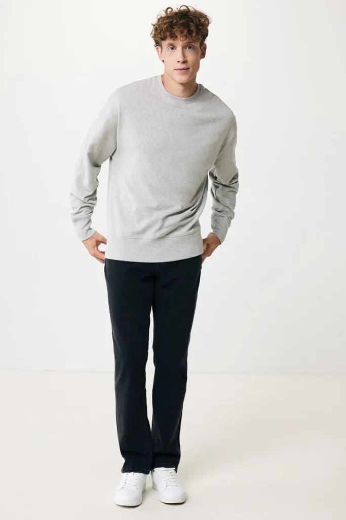 IQONIQ Kruger Relax-Rundhals-Sweater aus recycelt. Baumwolle - heather grey