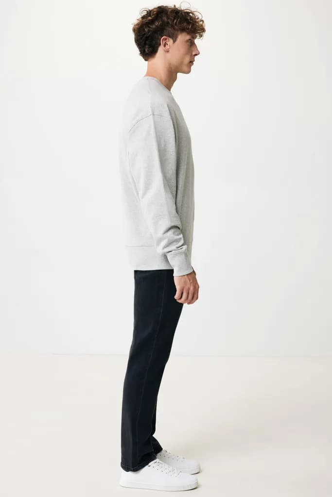 IQONIQ Kruger Relax-Rundhals-Sweater aus recycelt. Baumwolle - heather grey