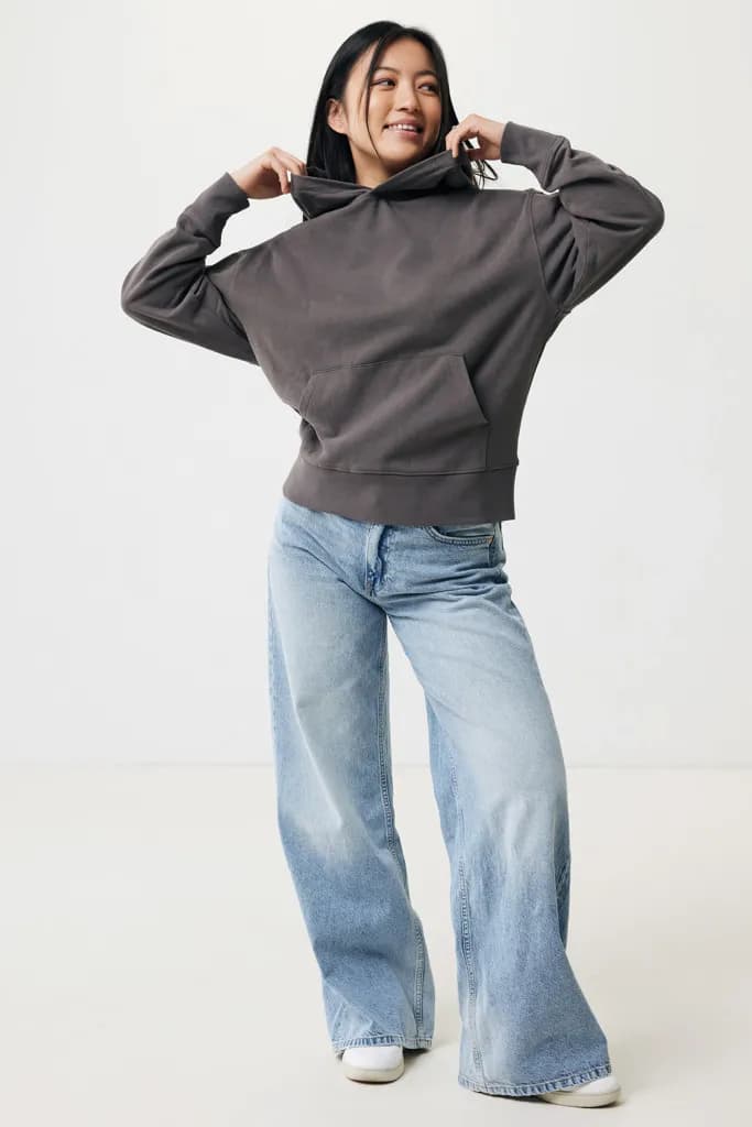 IQONIQ Yoho Relax-Hoodie aus recycelter Baumwolle - anthrazit