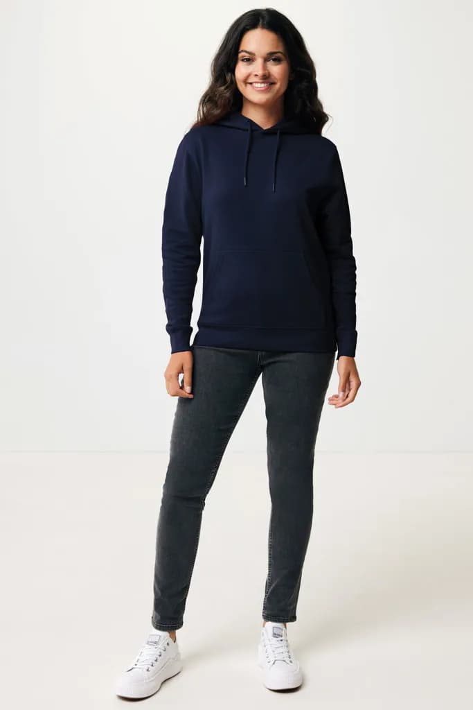 IQONIQ Rila Lightweight Hoodie aus recycelter Baumwolle - navy blau
