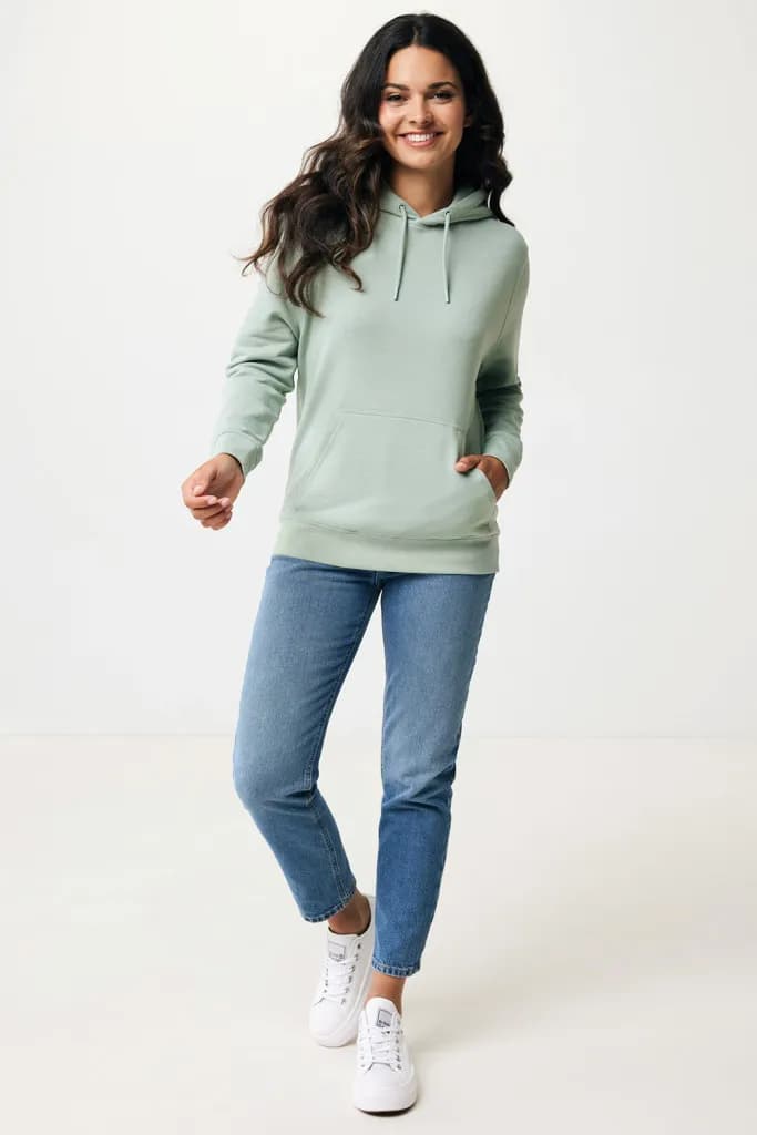 IQONIQ Rila Lightweight Hoodie aus recycelter Baumwolle - Iceberg green