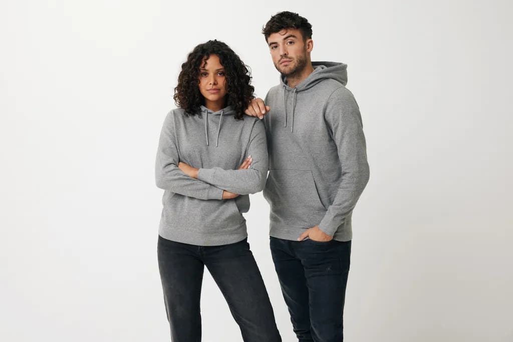 IQONIQ Rila Lightweight Hoodie aus recycelter Baumwolle - light heather anthracite