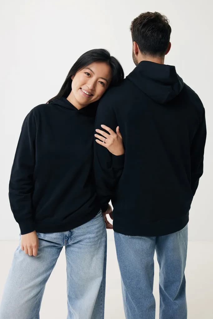 IQONIQ Yengo Hoodie mit Seitentaschen aus rec. Baumwolle - schwarz