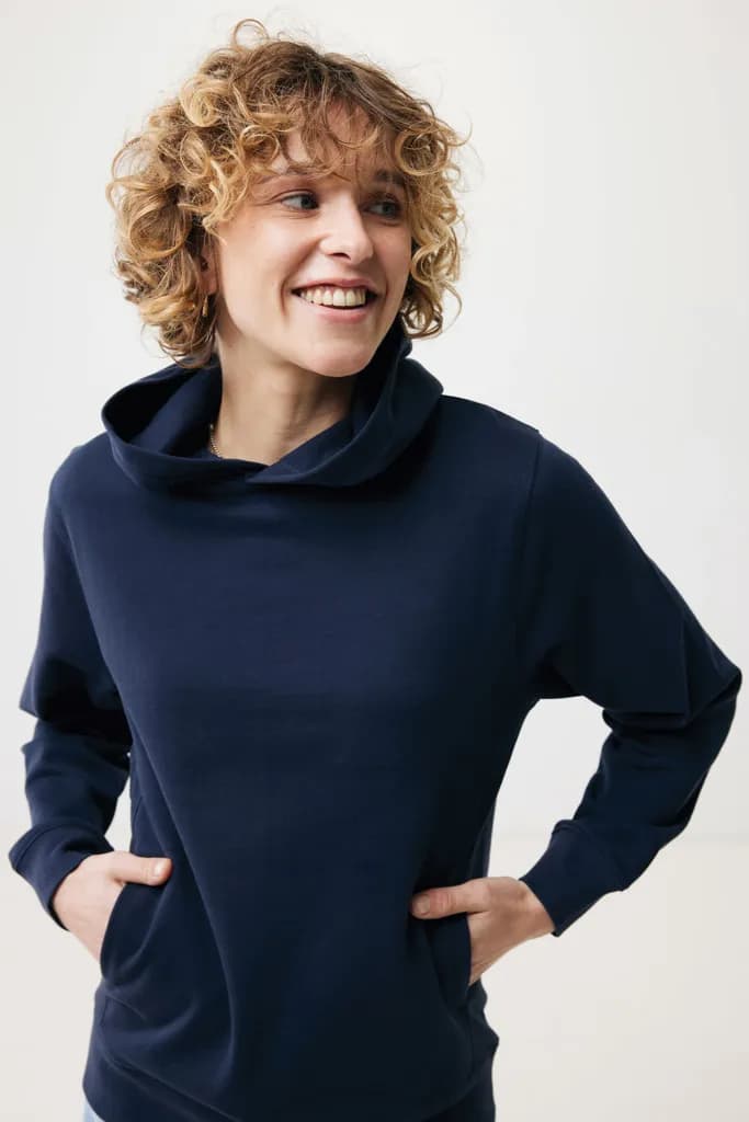 IQONIQ Yengo Hoodie mit Seitentaschen aus rec. Baumwolle - navy blau