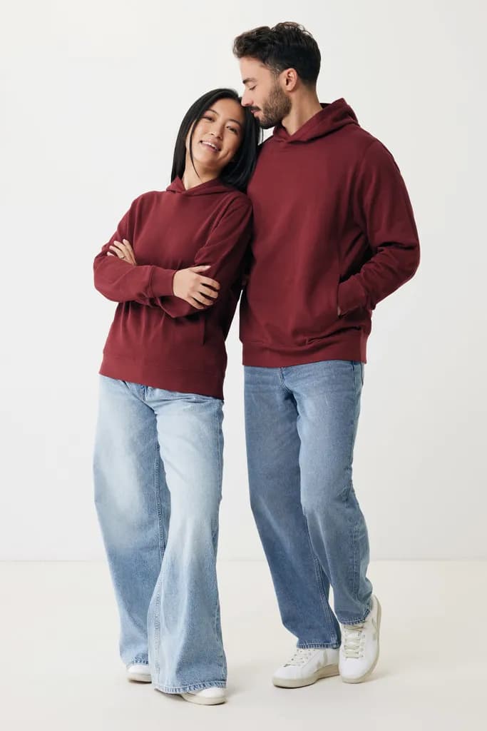 IQONIQ Yengo Hoodie mit Seitentaschen aus rec. Baumwolle - burgunderrot