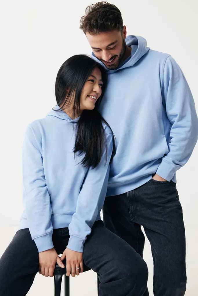 IQONIQ Yengo Hoodie mit Seitentaschen aus rec. Baumwolle - sky blue