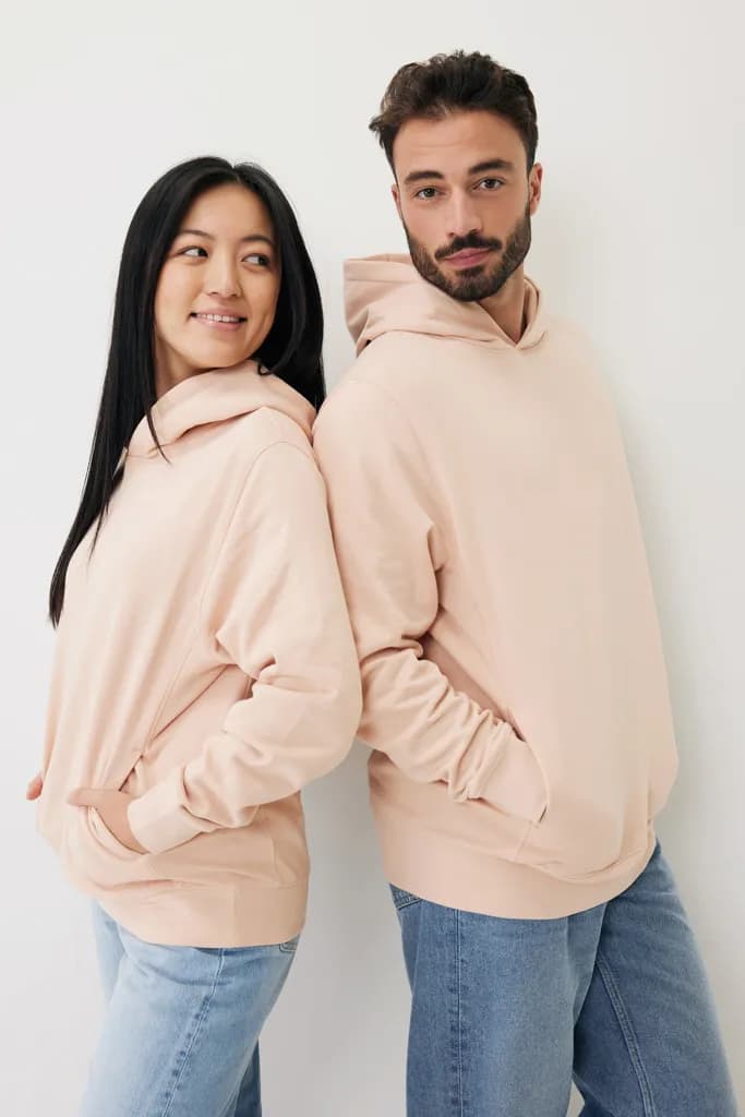 IQONIQ Yengo Hoodie mit Seitentaschen aus rec. Baumwolle - peach nectar