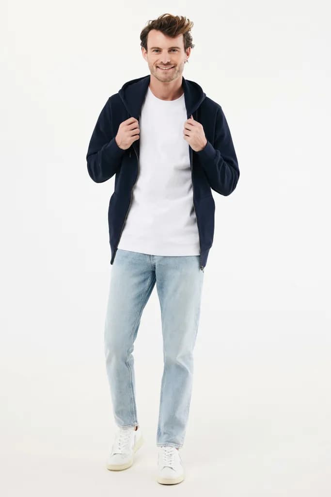 IQONIQ Abisko Zip-Kapuzenpullover aus recycelter Baumwolle - navy blau