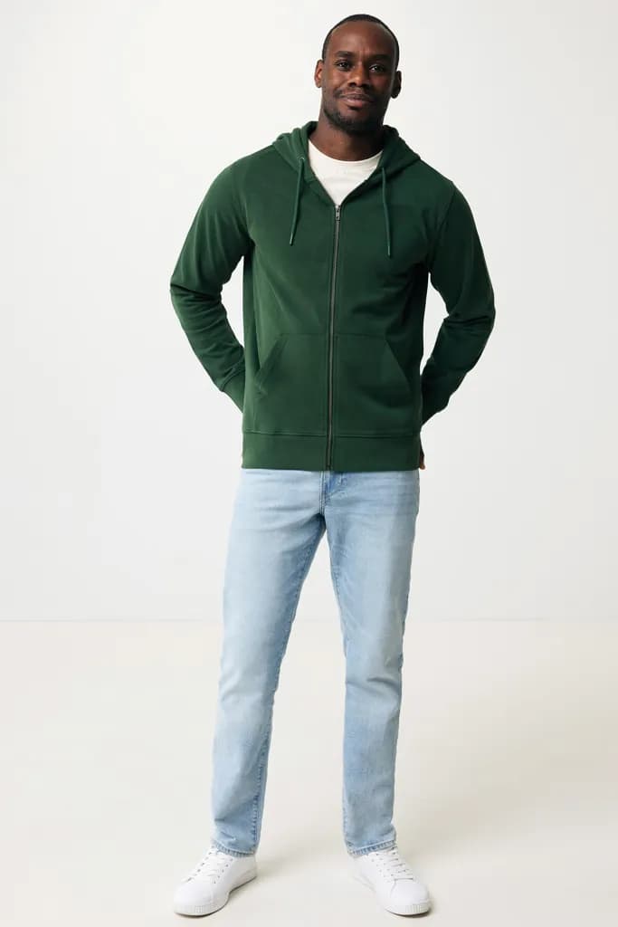 IQONIQ Abisko Zip-Kapuzenpullover aus recycelter Baumwolle - forest green