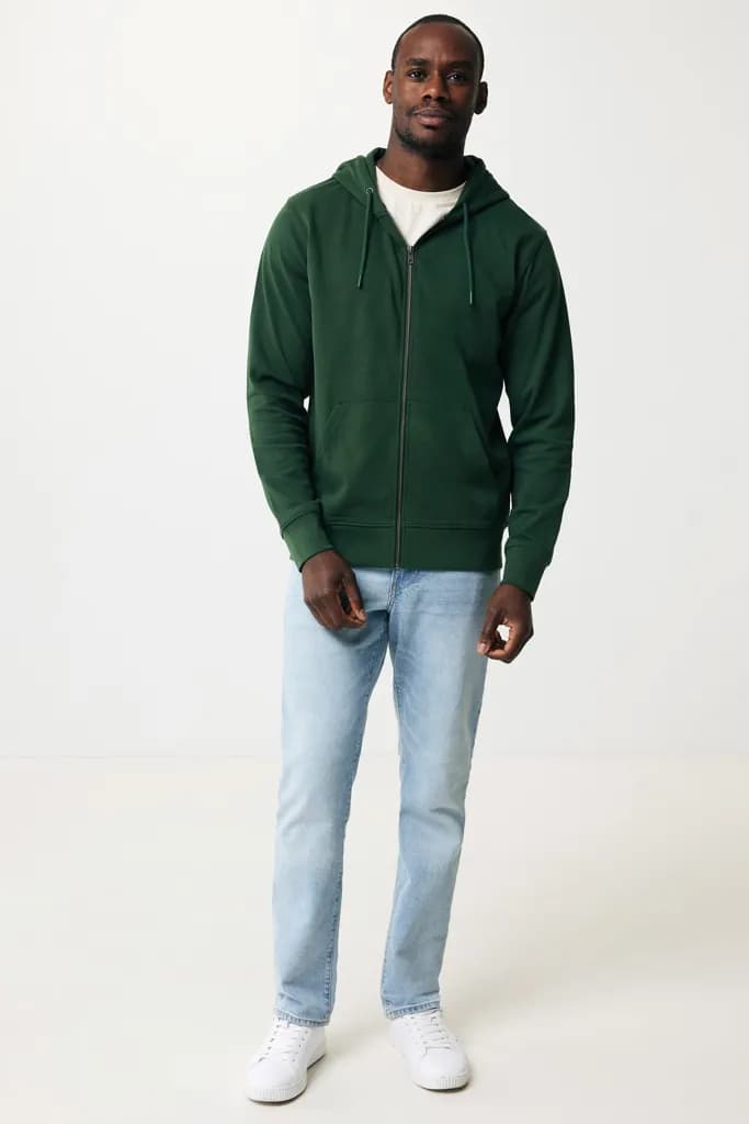 IQONIQ Abisko Zip-Kapuzenpullover aus recycelter Baumwolle - forest green