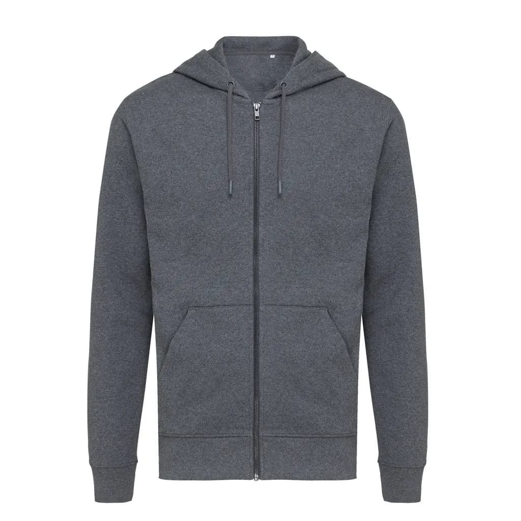 IQONIQ Abisko Zip-Kapuzenpullover aus recycelter Baumwolle - heather anthracite