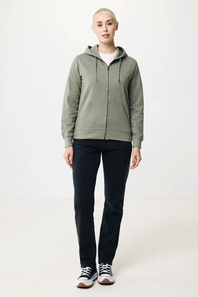 IQONIQ Abisko Zip-Kapuzenpullover aus recycelter Baumwolle - heather green