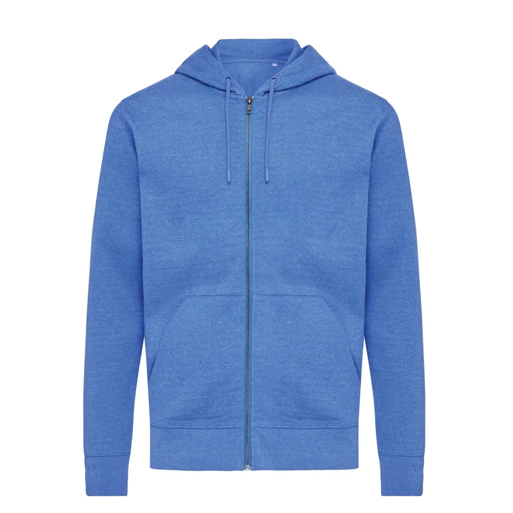 IQONIQ Abisko Zip-Kapuzenpullover aus recycelter Baumwolle - heather blue
