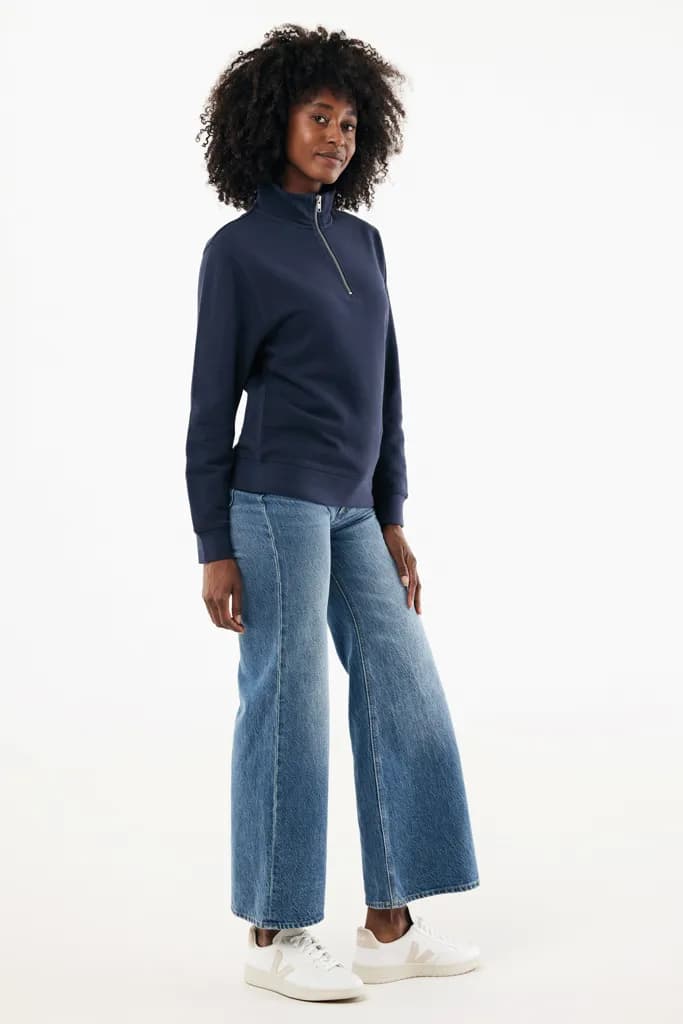 IQONIQ Elgon Quarter-Zip-Sweater aus rec. Baumwolle - navy blau