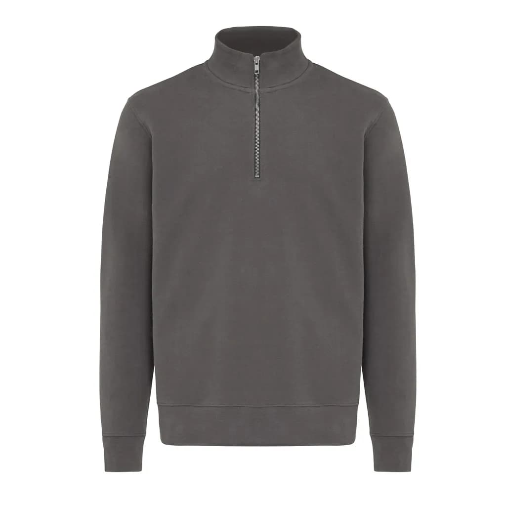 IQONIQ Elgon Quarter-Zip-Sweater aus rec. Baumwolle - anthrazit