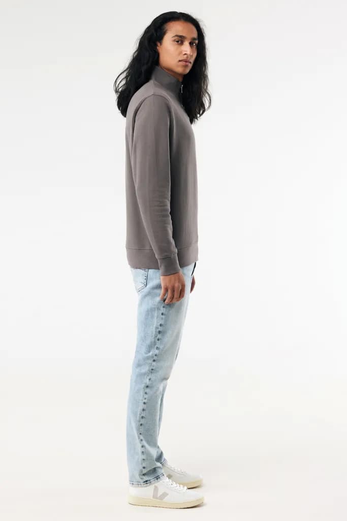 IQONIQ Elgon Quarter-Zip-Sweater aus rec. Baumwolle - anthrazit