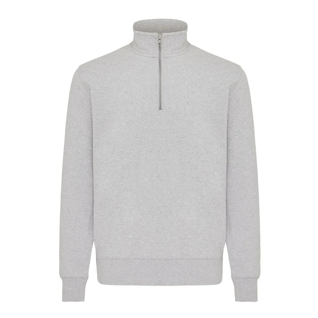 IQONIQ Elgon Quarter-Zip-Sweater aus rec. Baumwolle - light heather grey