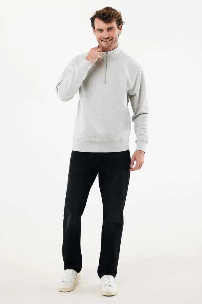IQONIQ Elgon Quarter-Zip-Sweater aus rec. Baumwolle - light heather grey
