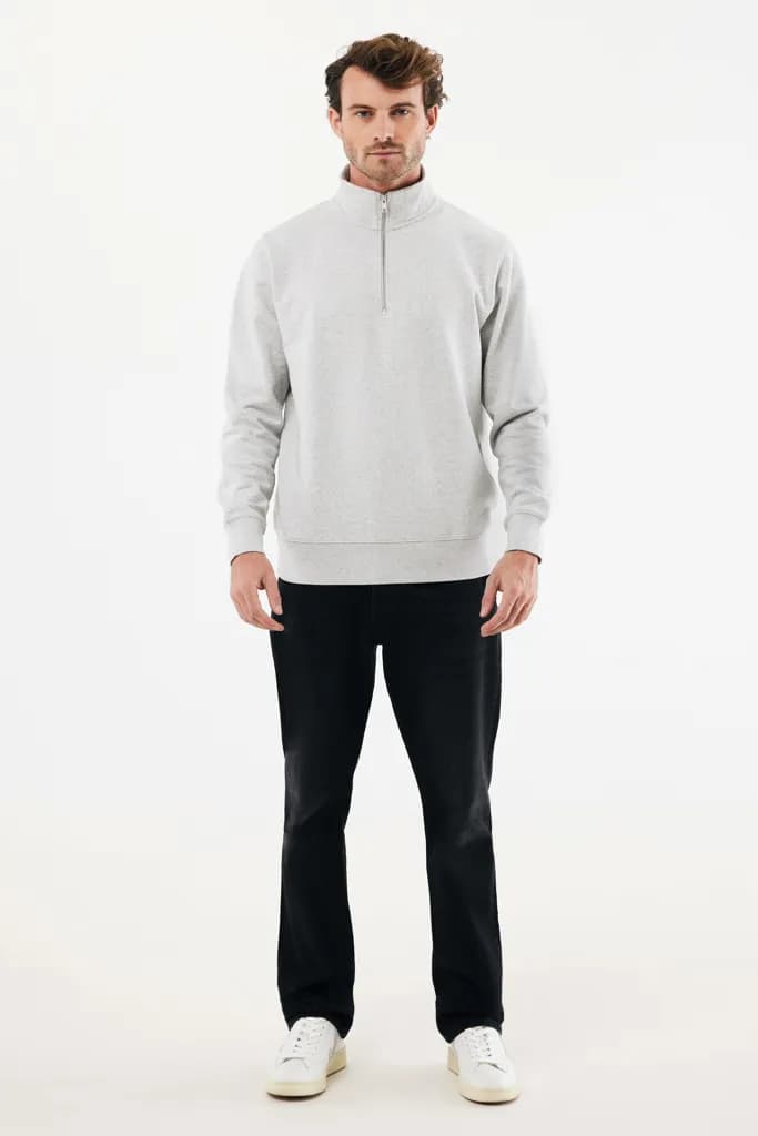 IQONIQ Elgon Quarter-Zip-Sweater aus rec. Baumwolle - light heather grey