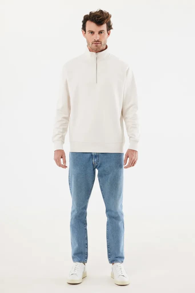 IQONIQ Elgon Quarter-Zip-Sweater aus rec. Baumwolle - ivory white
