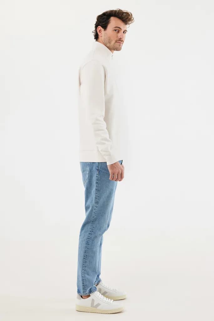 IQONIQ Elgon Quarter-Zip-Sweater aus rec. Baumwolle - ivory white