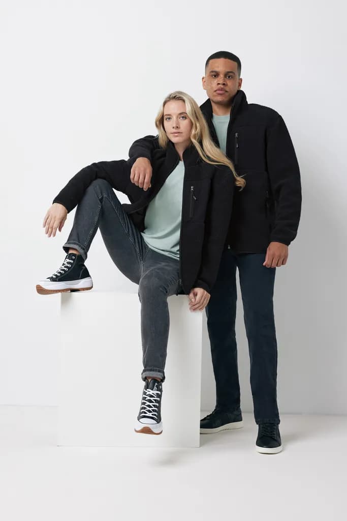 IQONIQ Diran Fleecejacke aus recyceltem Polyesterflor - schwarz