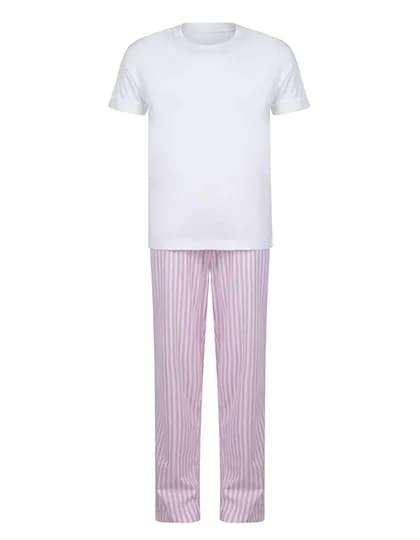 Childrens´ Long Pyjamas - White/Pink/White Stripe
