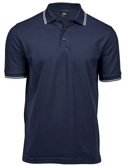 Men´s Luxury Stripe Stretch Polo - Navy/White