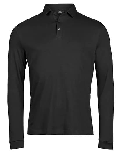 Pima Cotton Long Sleeve Polo - Black