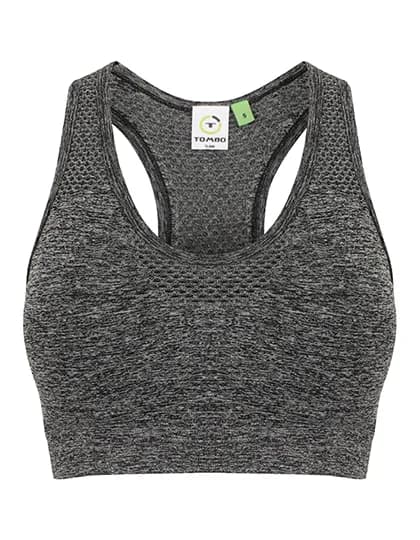 Ladies´ Seamless Crop Top - Dark Grey Marl