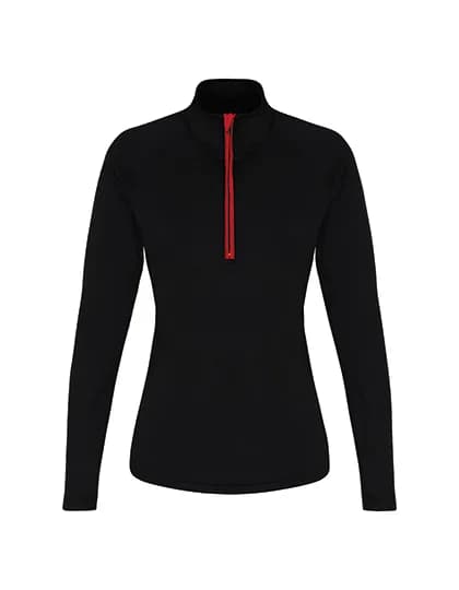 Women´s Long Sleeve Performance ¼ Zip - Black/Red