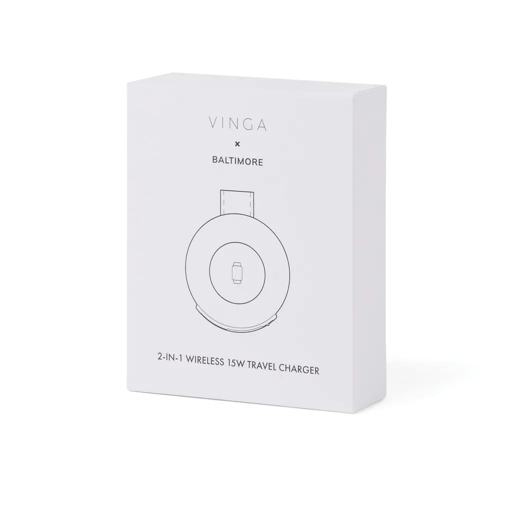 VINGA Baltimore 2-in-1 kabelloser 15W RCS Travel Charger - greige