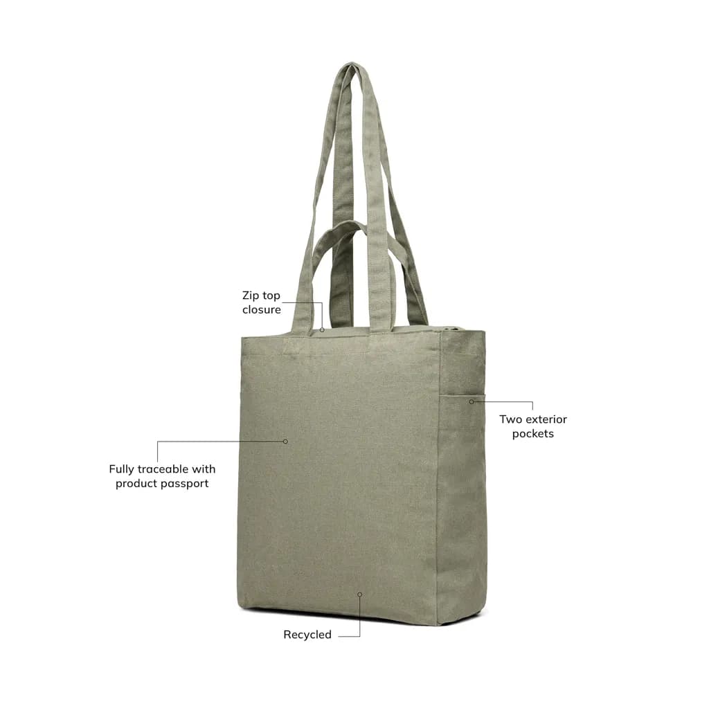 VINGA Hilo AWARE™ Tasche mit Reißverschluss aus rec. Canvas - grün