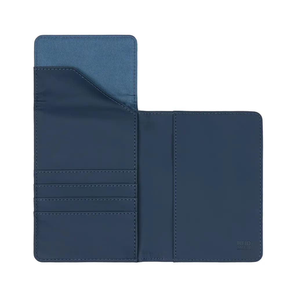 VINGA Baltimore RCS recycelte Polyester-RFID-Reisepasshülle - navy blau