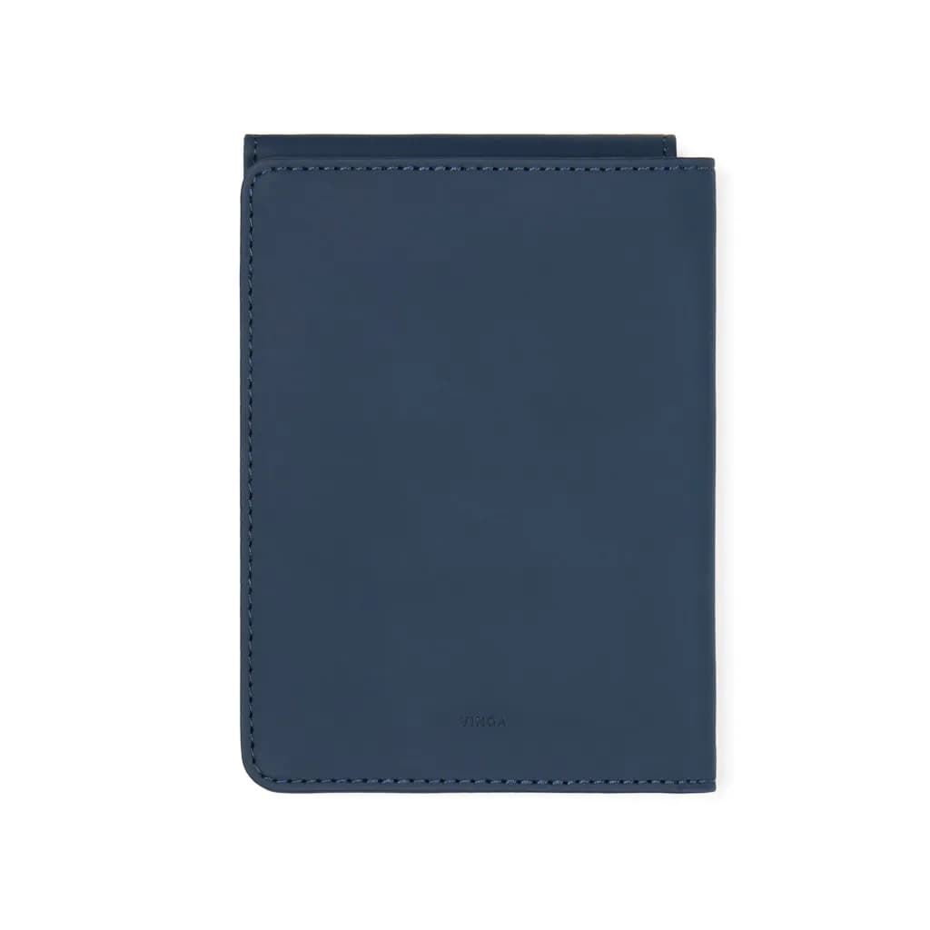 VINGA Baltimore RCS recycelte Polyester-RFID-Reisepasshülle - navy blau