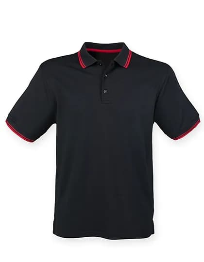 Men´s Coolplus® Short Sleeved Tipped Polo Shirt - Black/Red