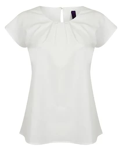 Ladies´ Pleat Front Short Sleeve Blouse - White