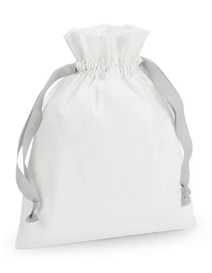 Cotton Gift Bag with Ribbon Drawstring - Soft White/Light Grey