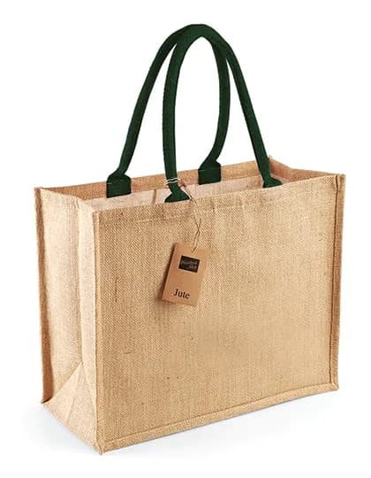 Jute Classic Shopper - Natural/Forest Green