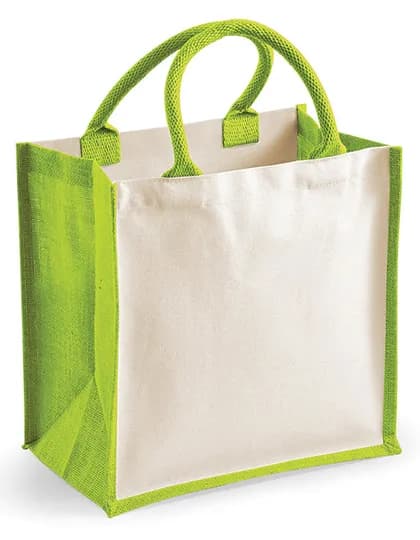 Printers Midi Jute Bag - Apple Green