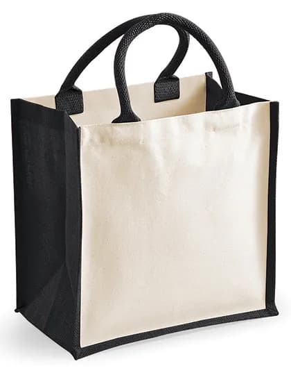 Printers Midi Jute Bag - Black