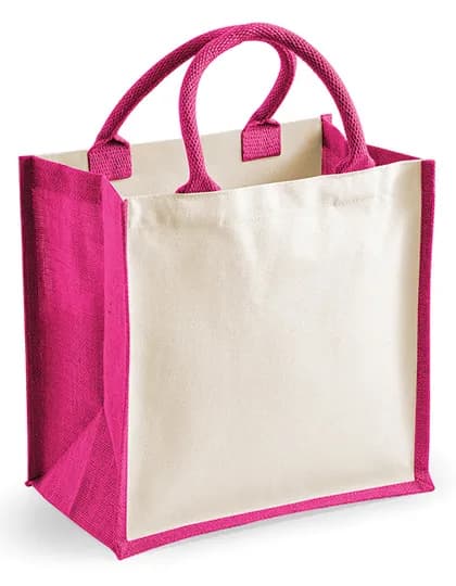 Printers Midi Jute Bag - Fuchsia