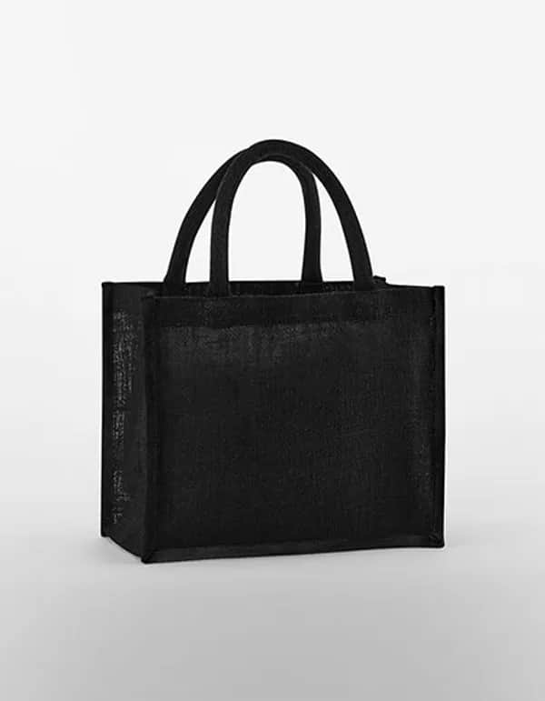 Natural Starched Jute Midi Bag - Black/Black