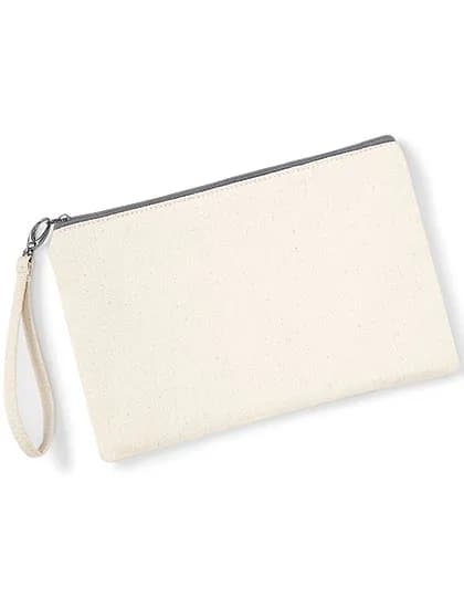 Canvas Wristlet Pouch - Natural/Light Grey