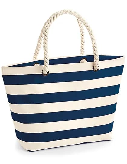Nautical Beach Bag - Natural/Navy