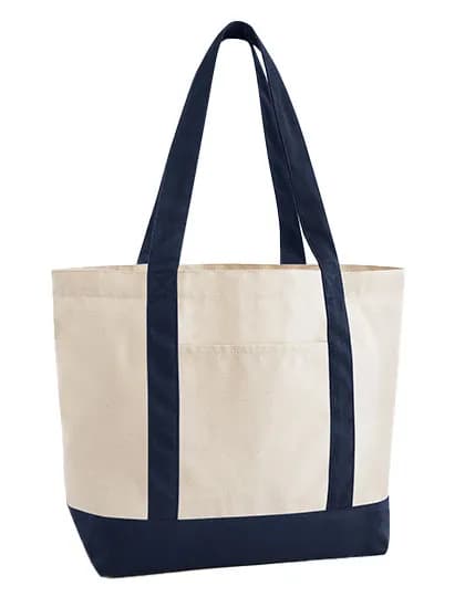 EarthAware® Organic Varsity Shopper - Natural/French Navy