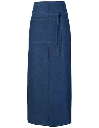 Jeans Bistro Apron With Split and Pocket - Denim Blue