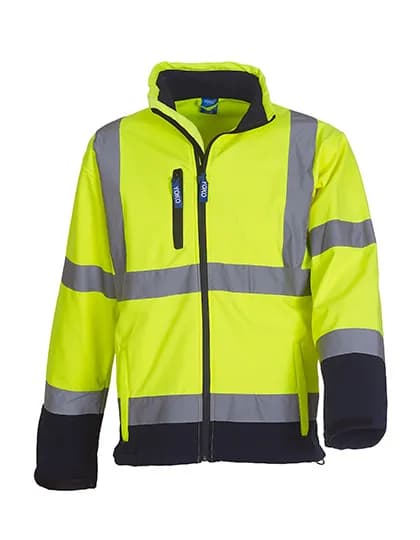 Hi-Vis 2 Bands & Braces Softshell Jacket - Hi-Vis Yellow/Navy
