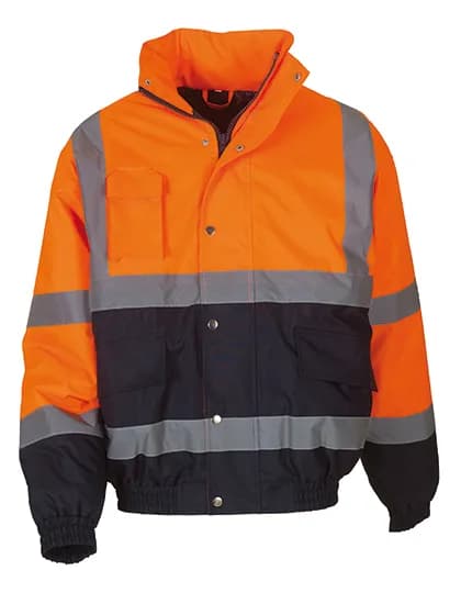 Hi-Vis Two-Tone Bomber Jacket - Hi-Vis Orange/Navy
