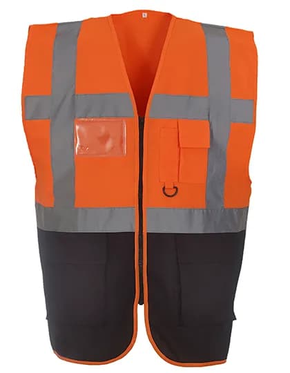 Multi-Functional Executive Waistcoat - Hi-Vis Orange/Black